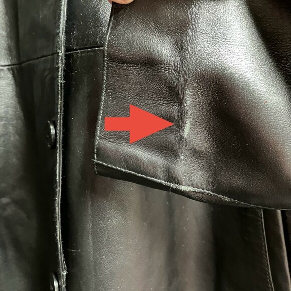 Vintage Black Leather Car Coat with Zip-in Faux Fur Lining 3/4 Length 90s - Picture 4 of 12